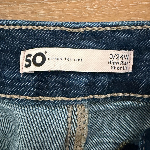 SO Dark Blue Distressed Rolled Cuff Denim Shorts - Picture 2 of 4